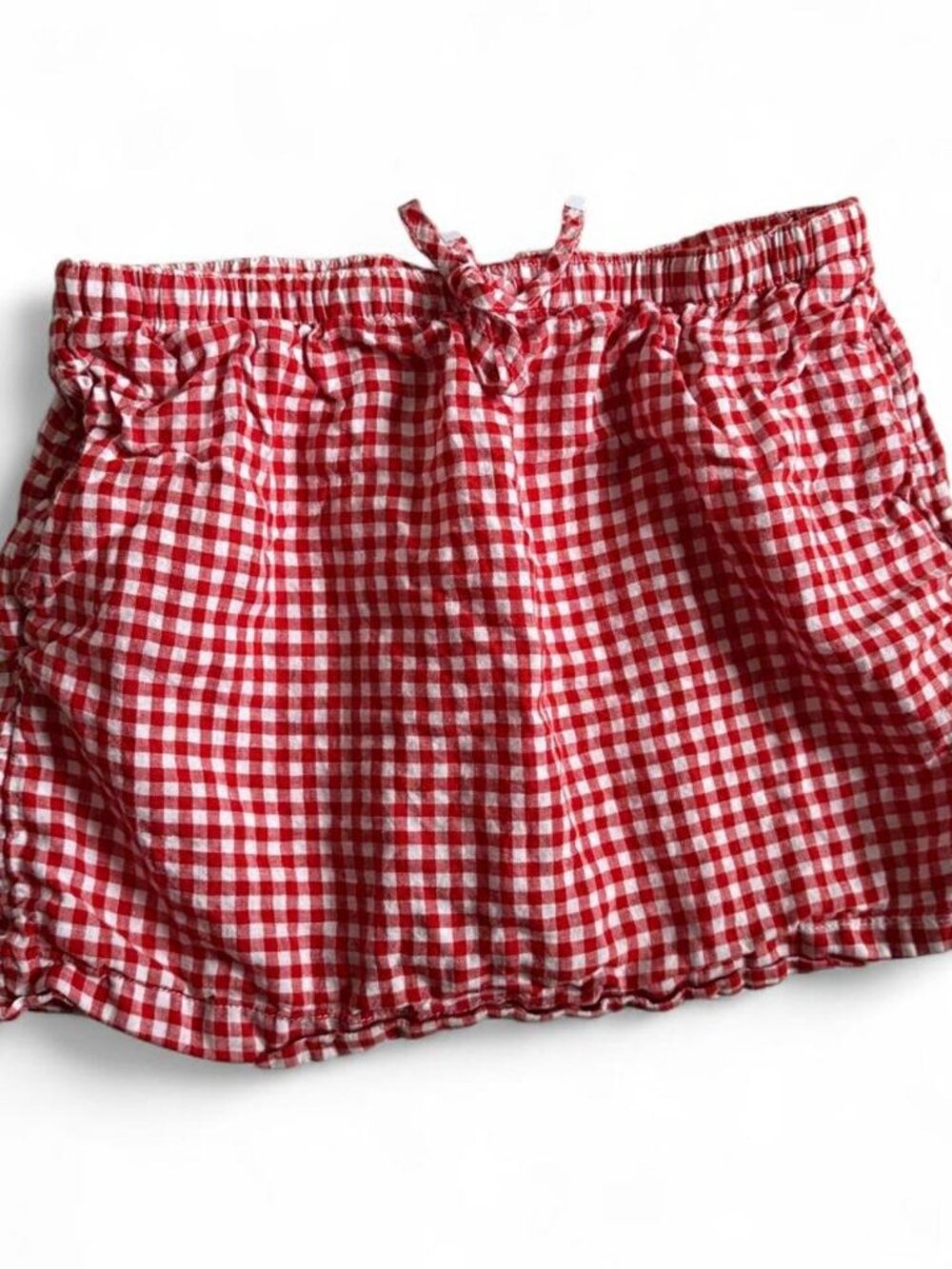 C & C California Red and white linen gingham mini skirt
